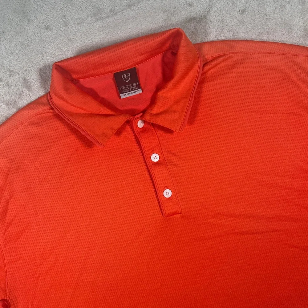 Nike Polo Shirt Sphere Dry Men XXL Orange Short Sleeve Textured Stripe Golf